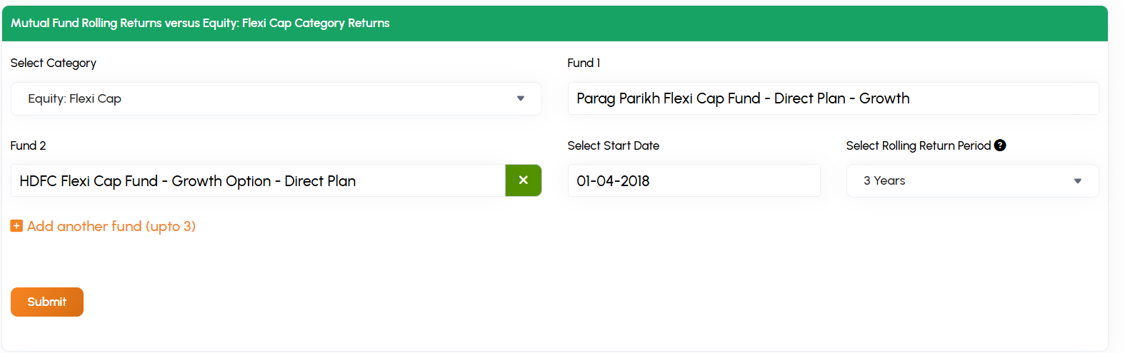 Rolling Returns Calculator tool for mutual fund analysis - iNVESTT