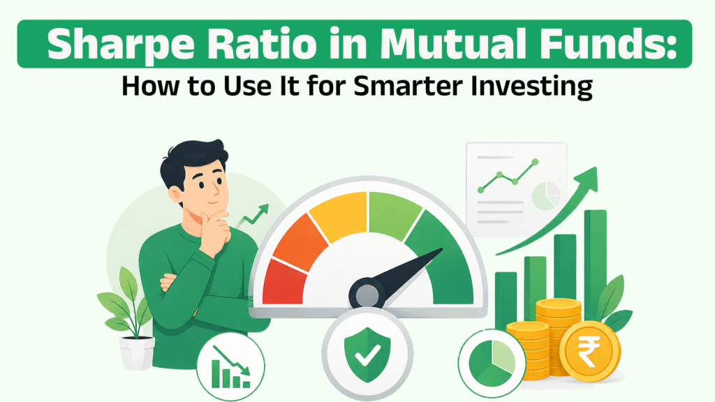 Concept illustration showing risk-adjusted returns measurement using Sharpe Ratio - Sharpe Ratio in mutual funds guide for investors